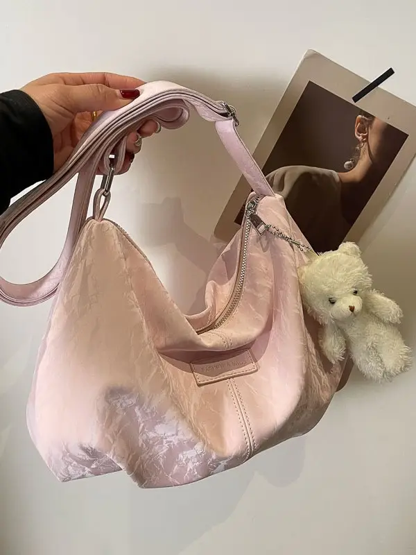 Green Faux Fur Shoulder Bag for Women - Image 8