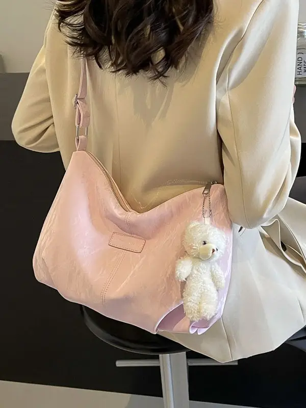 Green Faux Fur Shoulder Bag for Women - Image 10