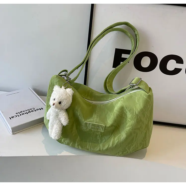 Green Faux Fur Shoulder Bag for Women - Image 4