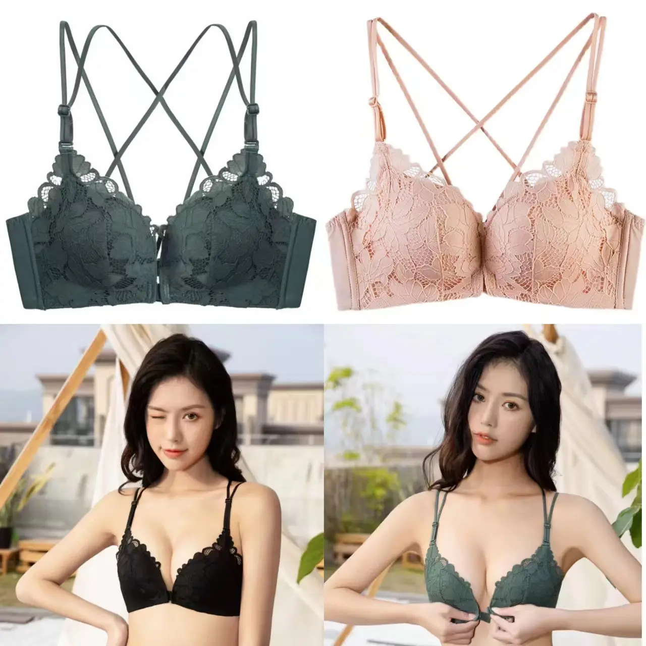 Black Lace Intimate Push-Up Bra with Adjustable Straps — feature 5