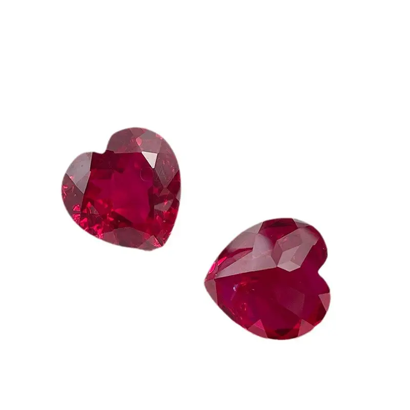 Heart-Shaped Synthetic Ruby Earrings Set - Image 7