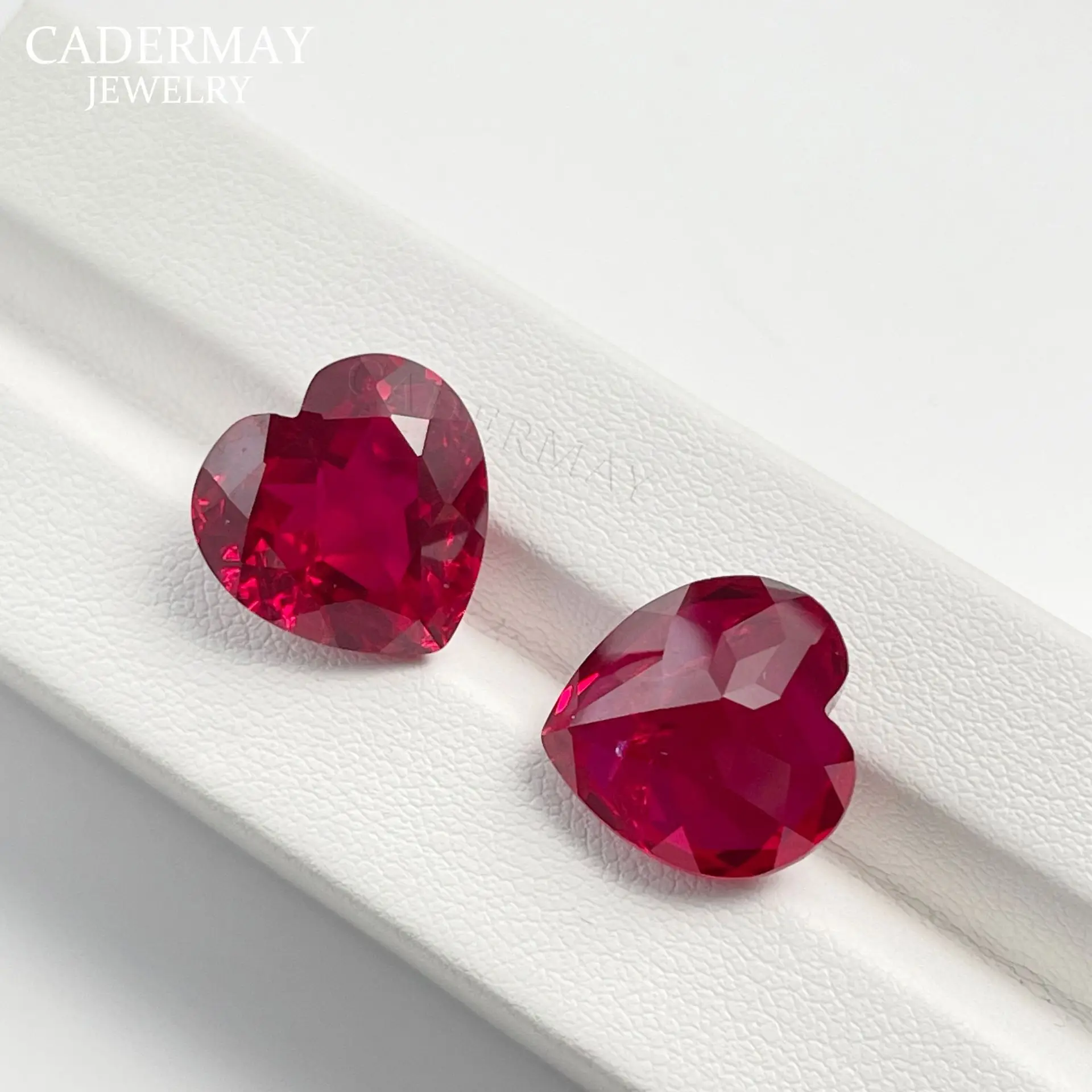 Heart-Shaped Synthetic Ruby Earrings Set — feature 2