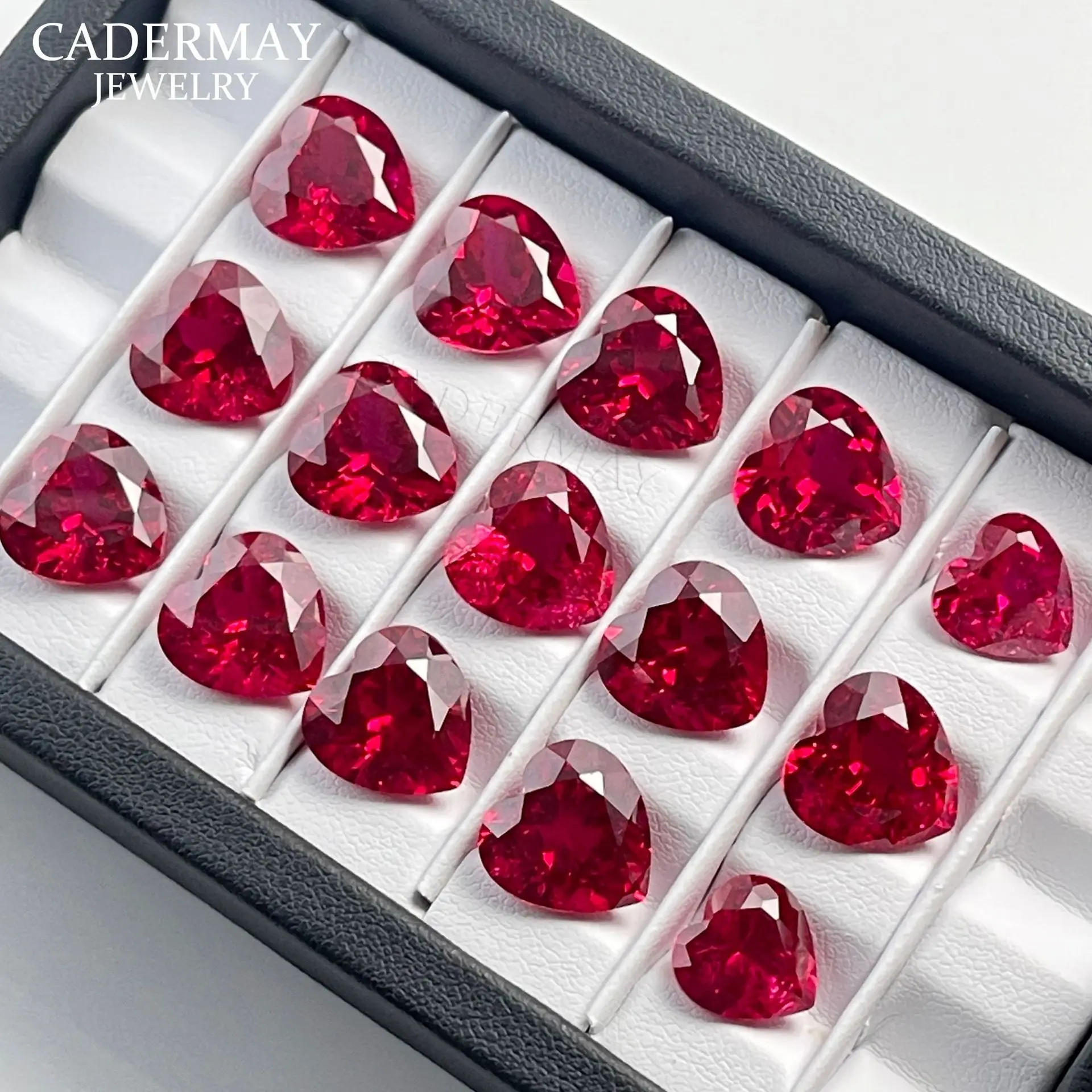 Heart-Shaped Synthetic Ruby Earrings Set — feature 3