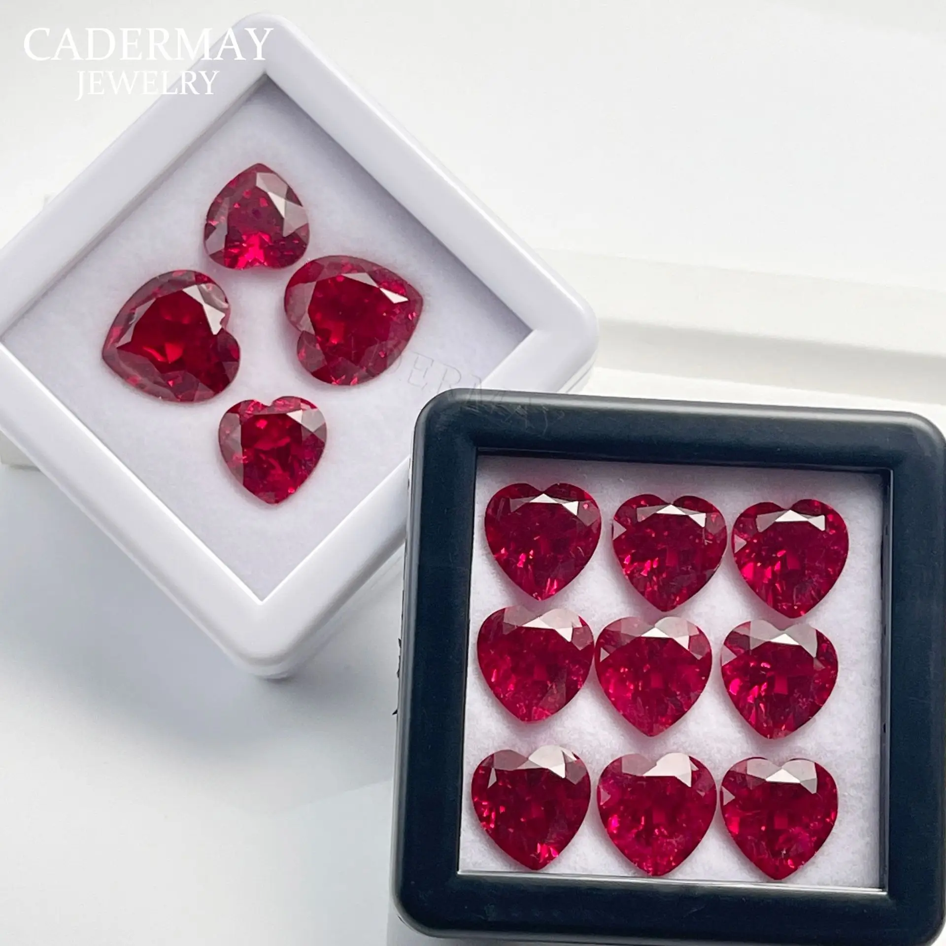 Heart-Shaped Synthetic Ruby Earrings Set — feature 4