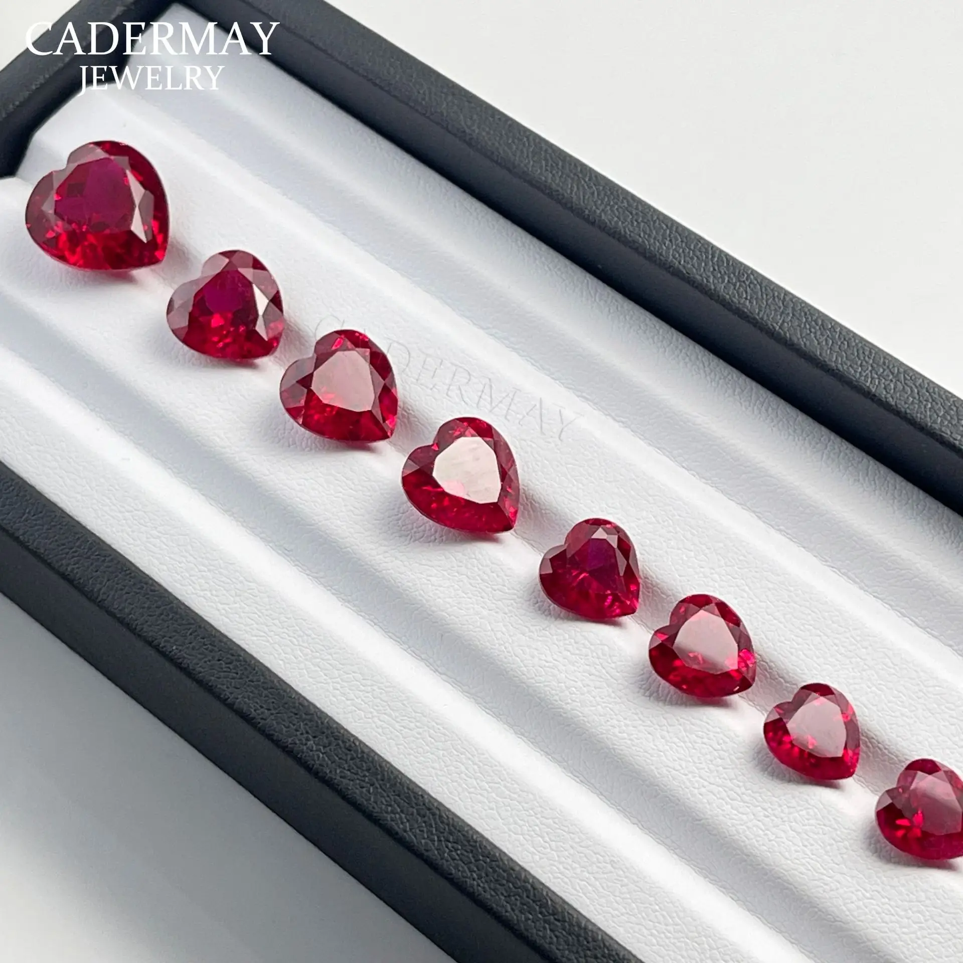 Heart-Shaped Synthetic Ruby Earrings Set — feature 6