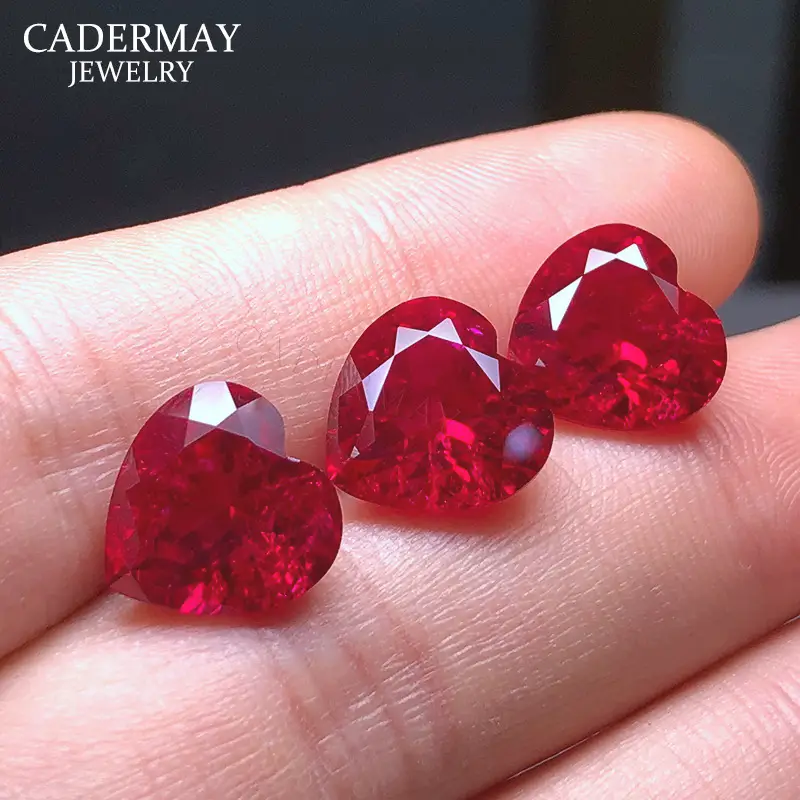 Heart-Shaped Synthetic Ruby Earrings Set — feature 8