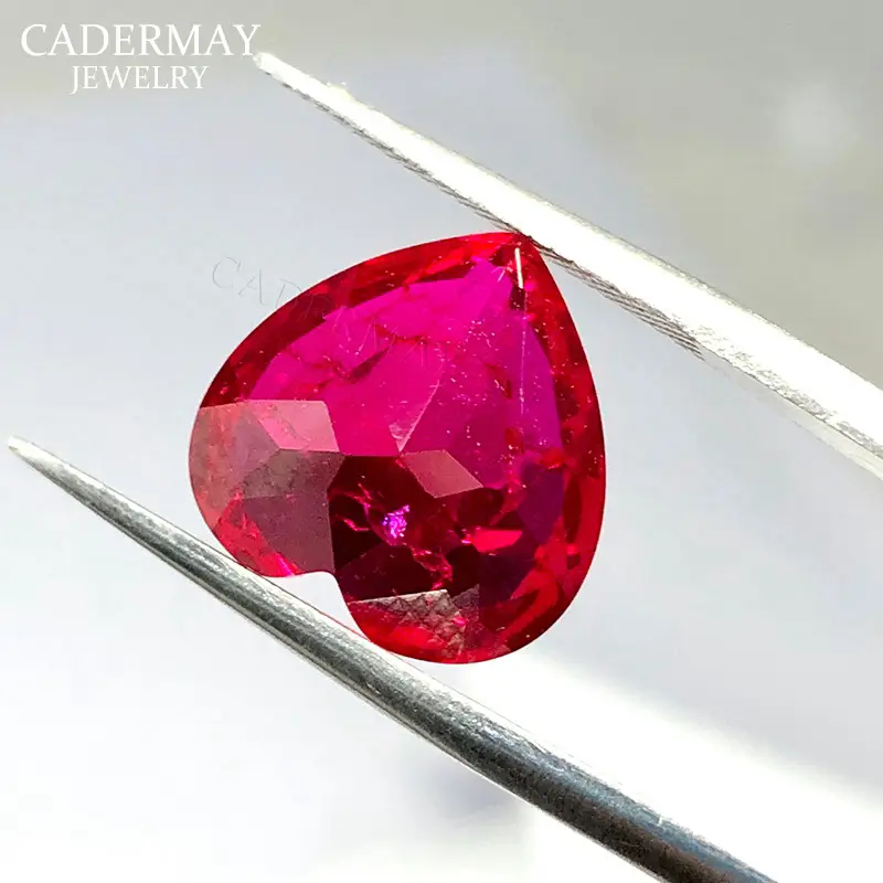 Heart-Shaped Synthetic Ruby Earrings Set — feature 9