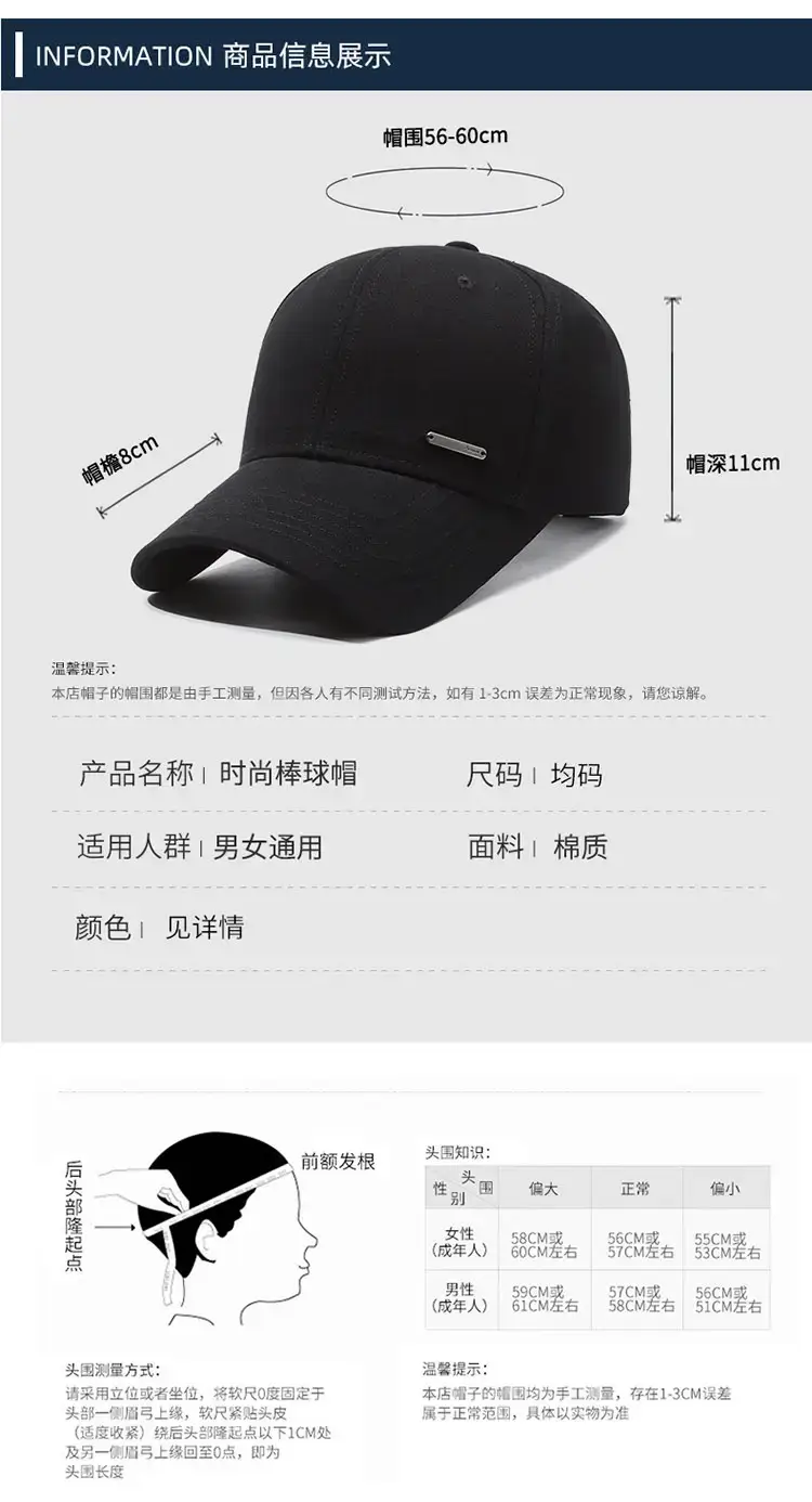 Blue Peaked Baseball Cap for Men Summer Sports Sun Protection — feature 6