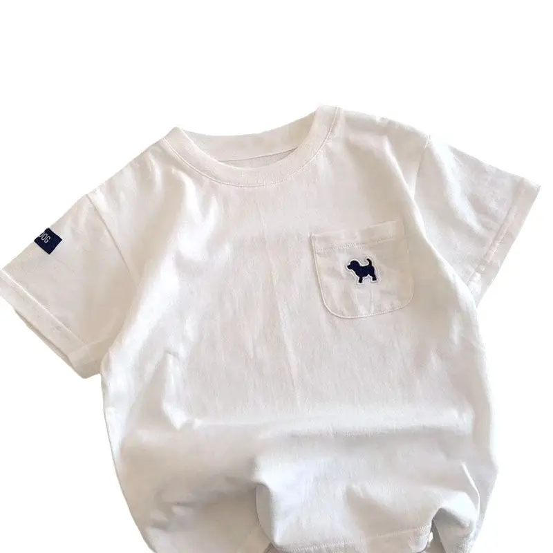 White 25 Boys Cotton T-shirt Summer New - Image 6