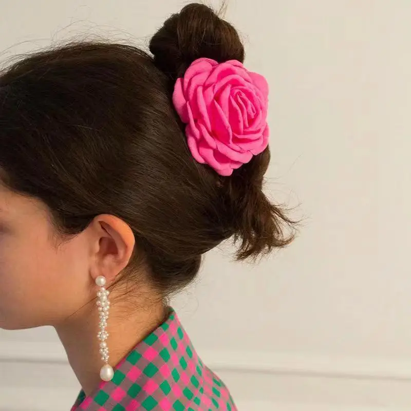 Black Rose Claw Clip for Hair