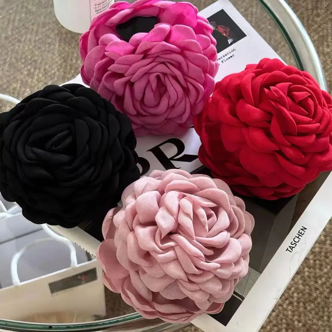 Black Rose Claw Clip for Hair