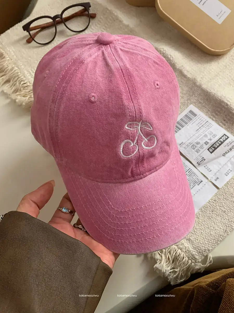Pink Embroidered Baseball Cap for Women 2024