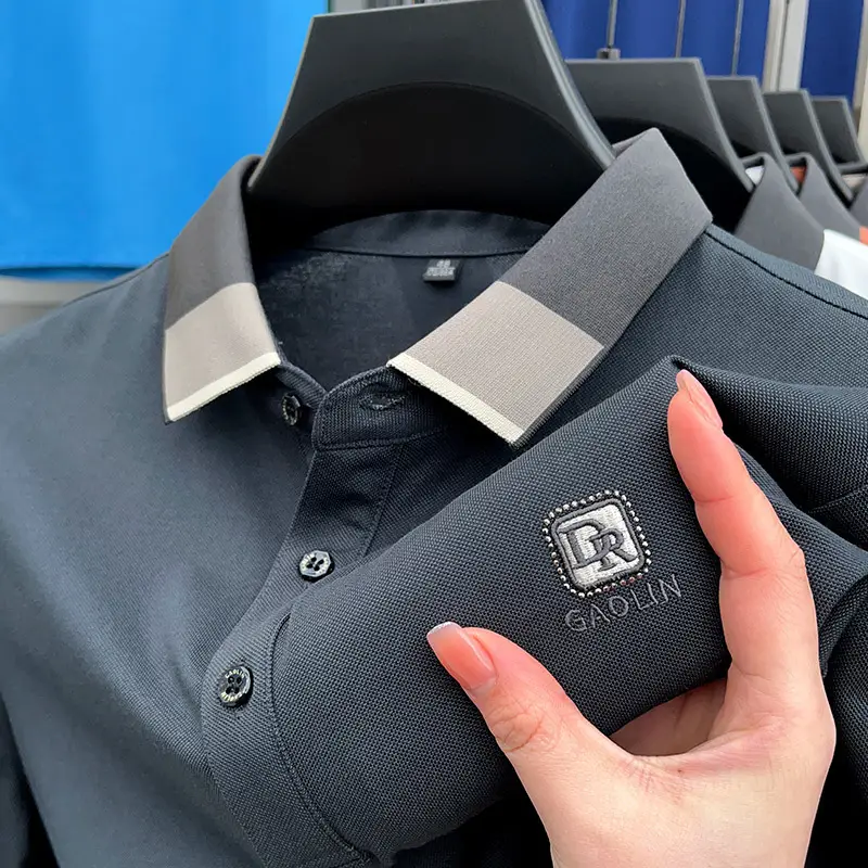 Men's Thin Business Polo Shirt Summer Grey GAOLINI - Image 4