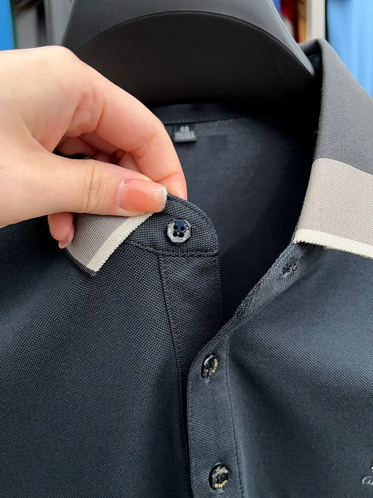 Men's Thin Business Polo Shirt Summer Grey GAOLINI — feature 11