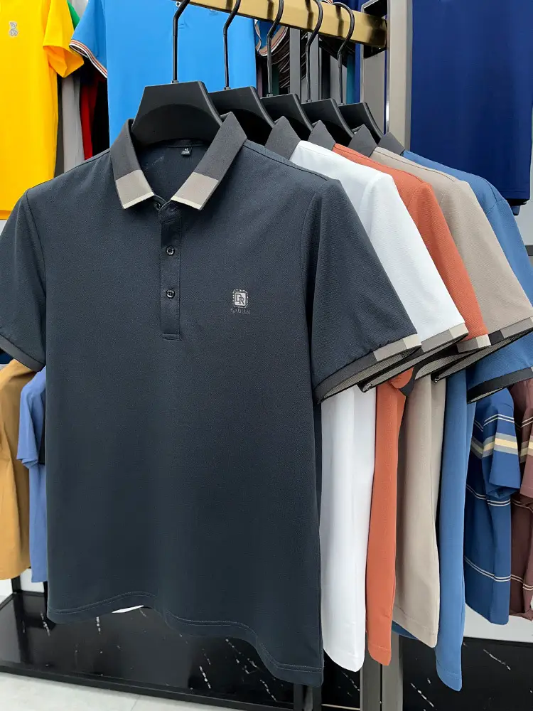 Men's Thin Business Polo Shirt Summer Grey GAOLINI — feature 12