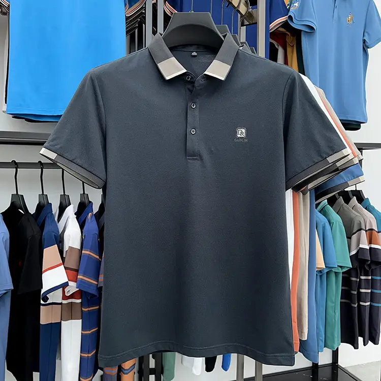 Men's Thin Business Polo Shirt Summer Grey GAOLINI — feature 5