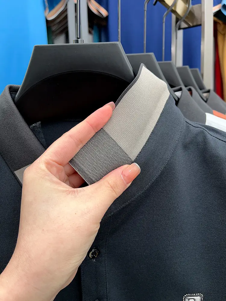 Men's Thin Business Polo Shirt Summer Grey GAOLINI — feature 7