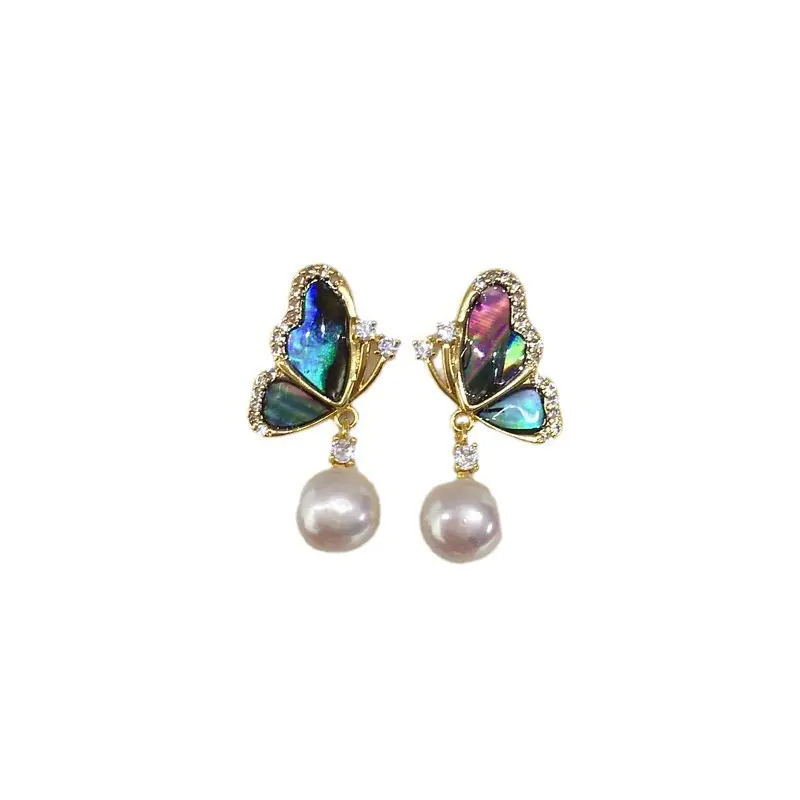Women's Colorful Abalone Pearl Earrings 18K Gold - Image 6