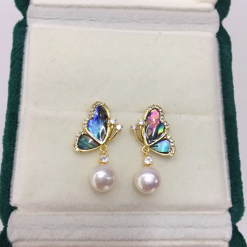 Women's Colorful Abalone Pearl Earrings 18K Gold — feature 3