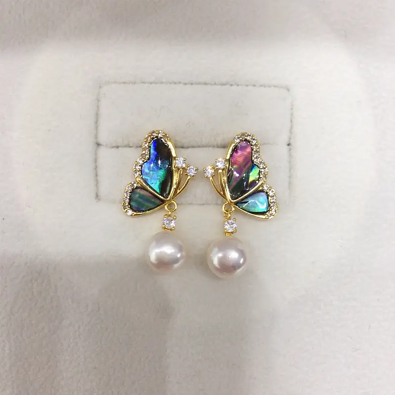 Women's Colorful Abalone Pearl Earrings 18K Gold — feature 4