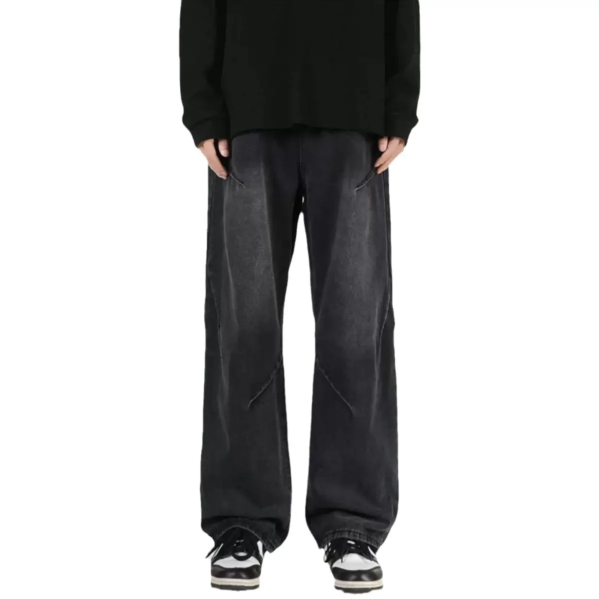 Men Wide Leg Retro Draped Jeans Spring Autumn - Image 6