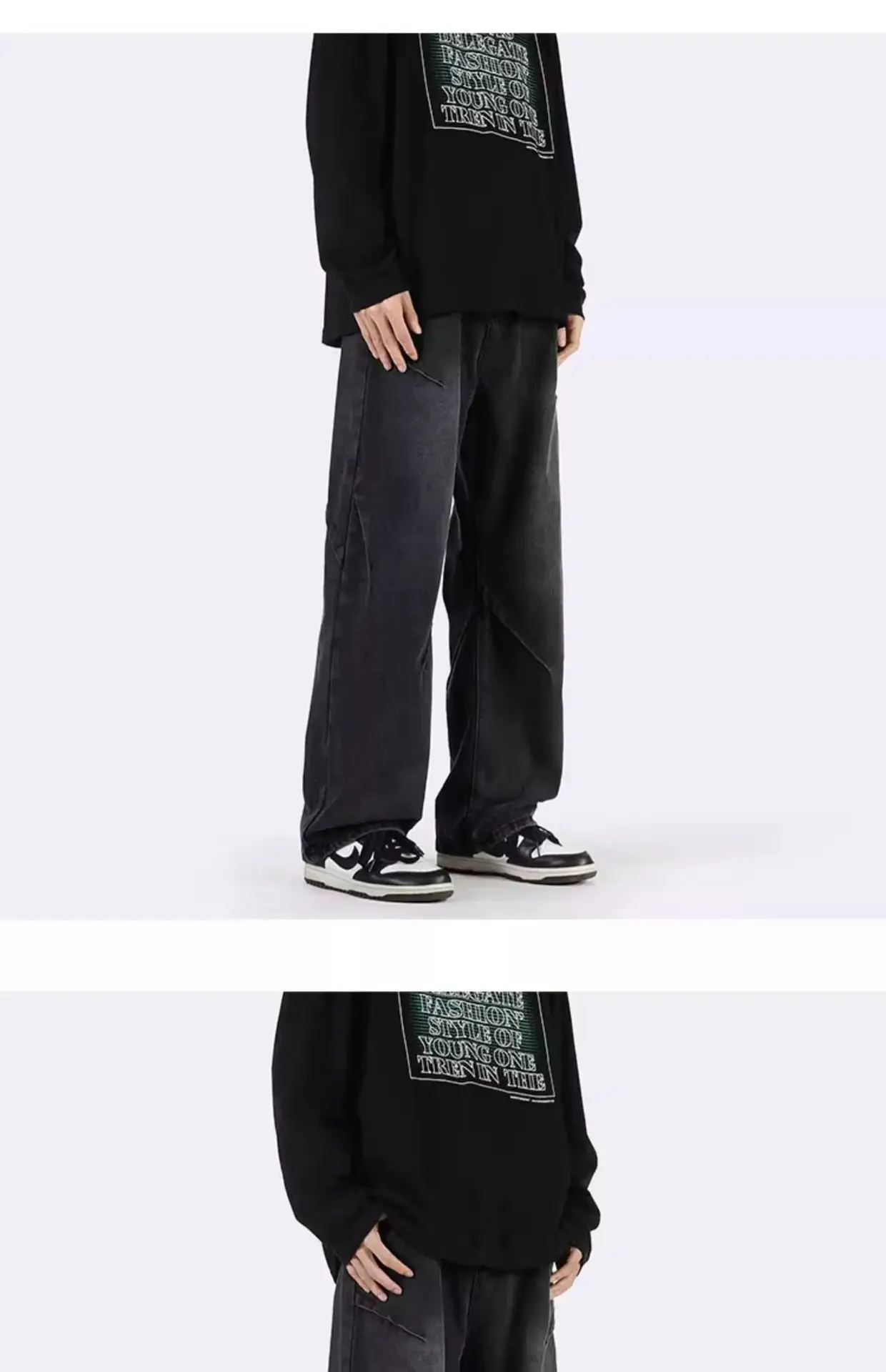 Men Wide Leg Retro Draped Jeans Spring Autumn — feature 10