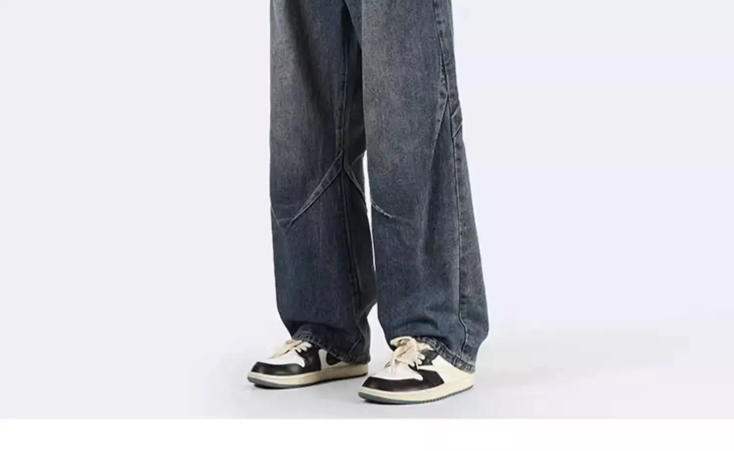 Men Wide Leg Retro Draped Jeans Spring Autumn — feature 15
