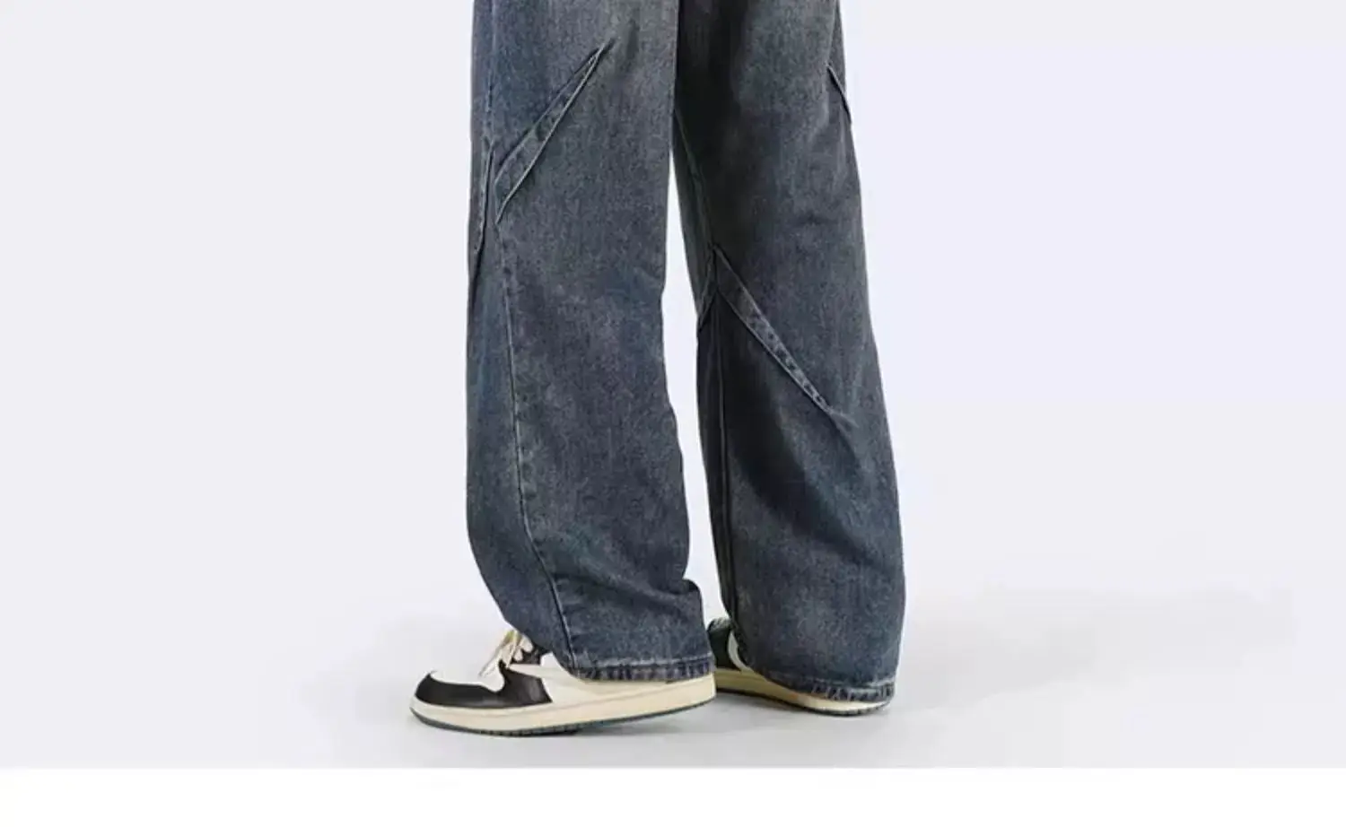 Men Wide Leg Retro Draped Jeans Spring Autumn — feature 17