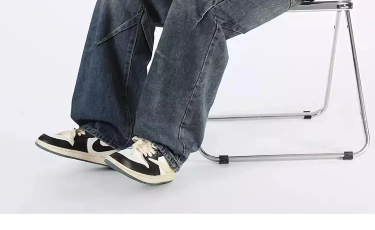 Men Wide Leg Retro Draped Jeans Spring Autumn — feature 21