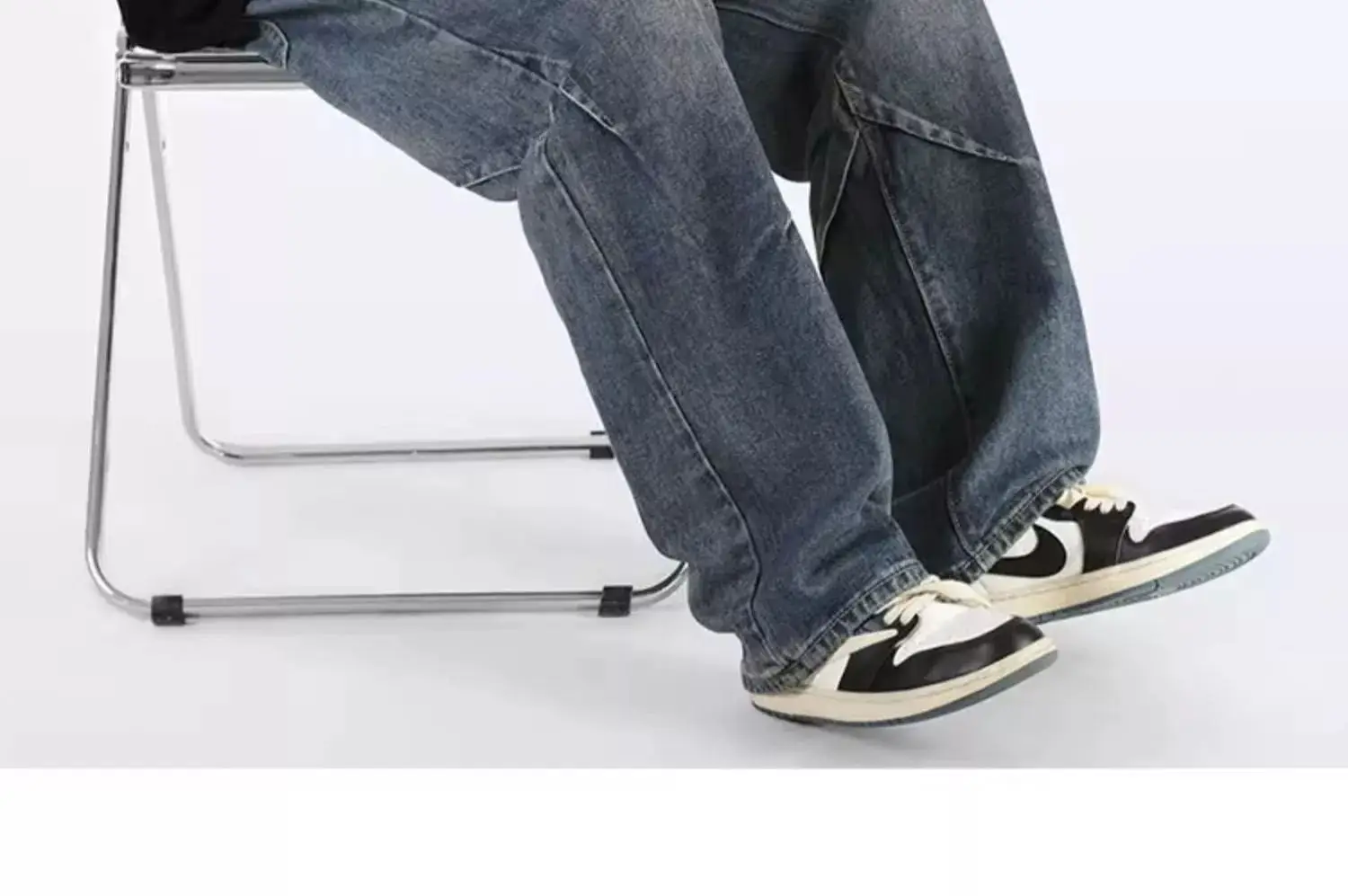 Men Wide Leg Retro Draped Jeans Spring Autumn — feature 23