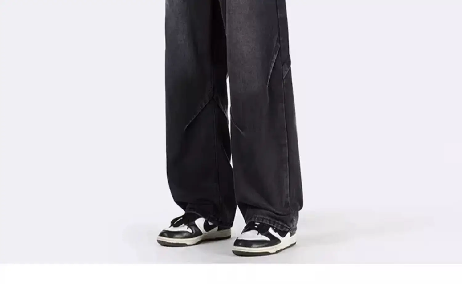 Men Wide Leg Retro Draped Jeans Spring Autumn — feature 7