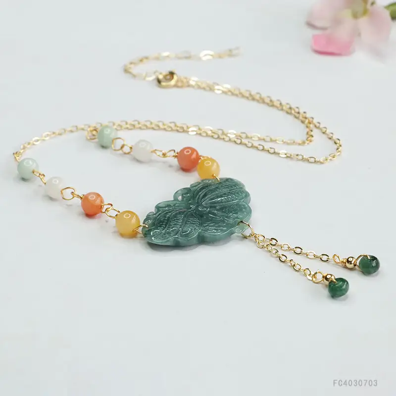 Jade Necklace Blue Butterfly Pendant for Women