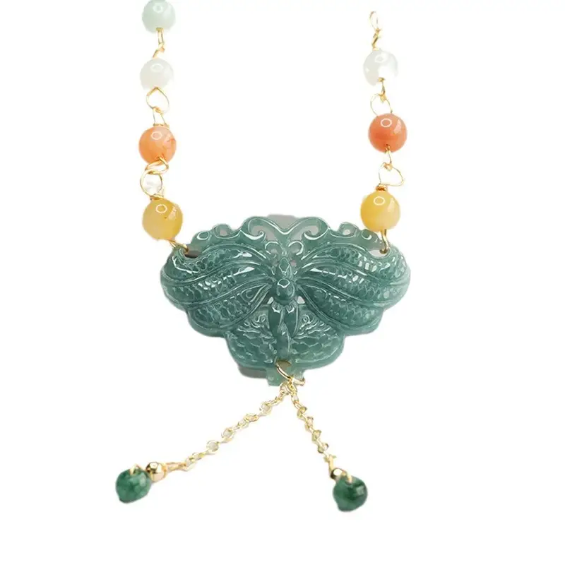 Jade Necklace Blue Butterfly Pendant for Women