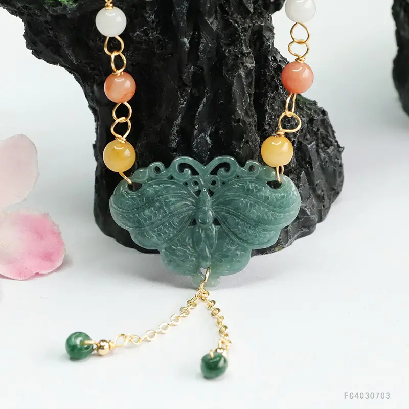 Jade Necklace Blue Butterfly Pendant for Women — feature 9