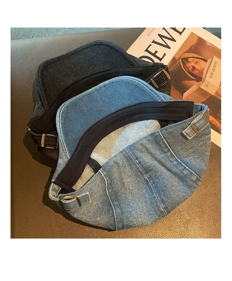 Women Denim Star Hat Retro Artist Peaked Beret — feature 12
