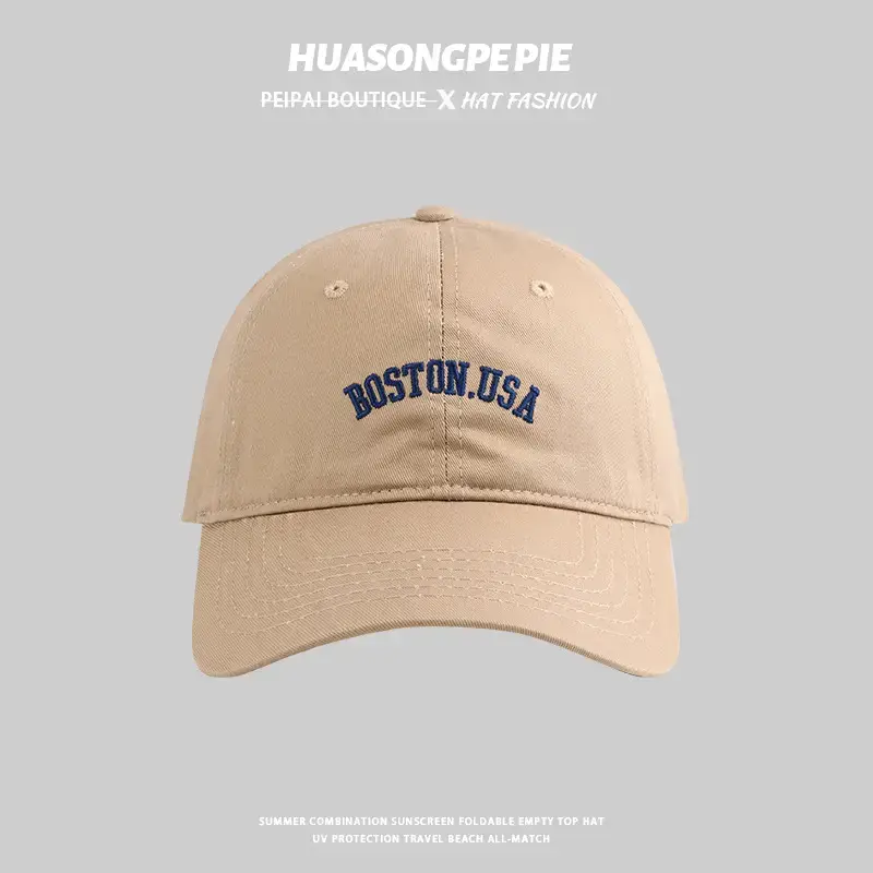 Beige Boston USA Big Head Baseball Cap — feature 4