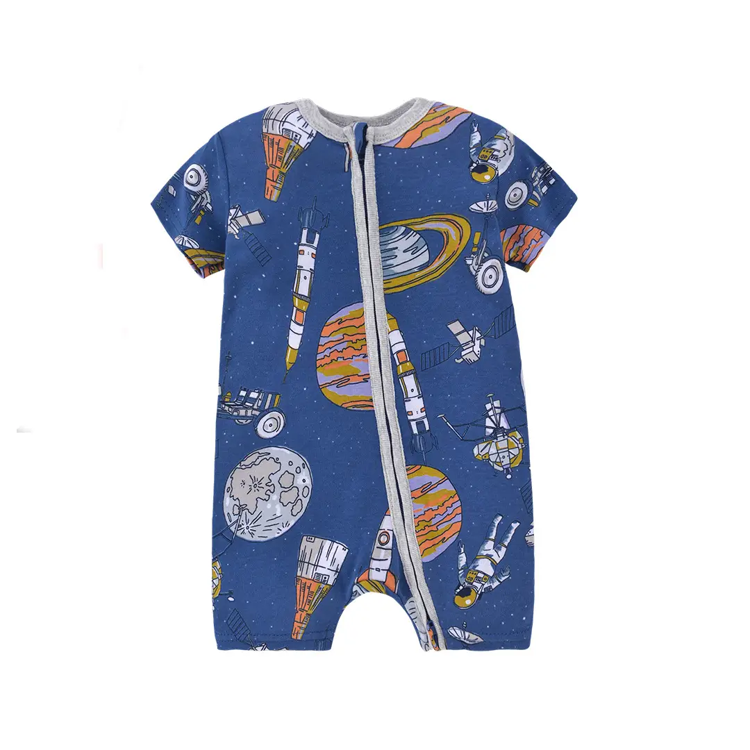 Baby Space Print Zipper Jumpsuit Blue - Image 12