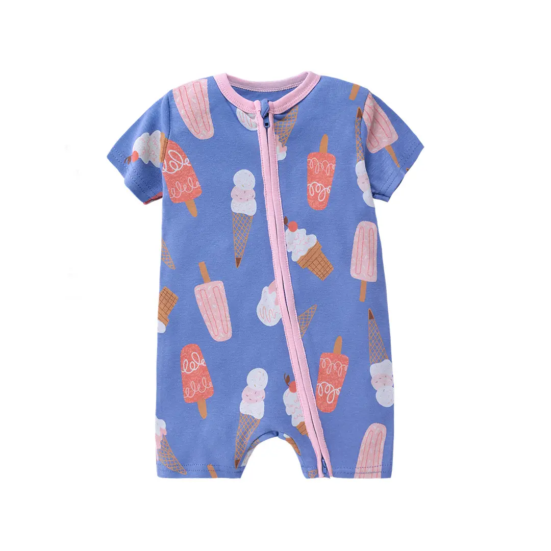 Baby Space Print Zipper Jumpsuit Blue - Image 2