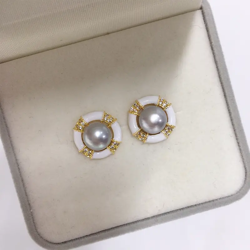 Natural Pearl Earrings for Women 18K Gold Filled