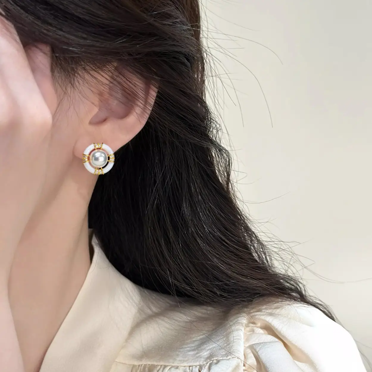 Natural Pearl Earrings for Women 18K Gold Filled