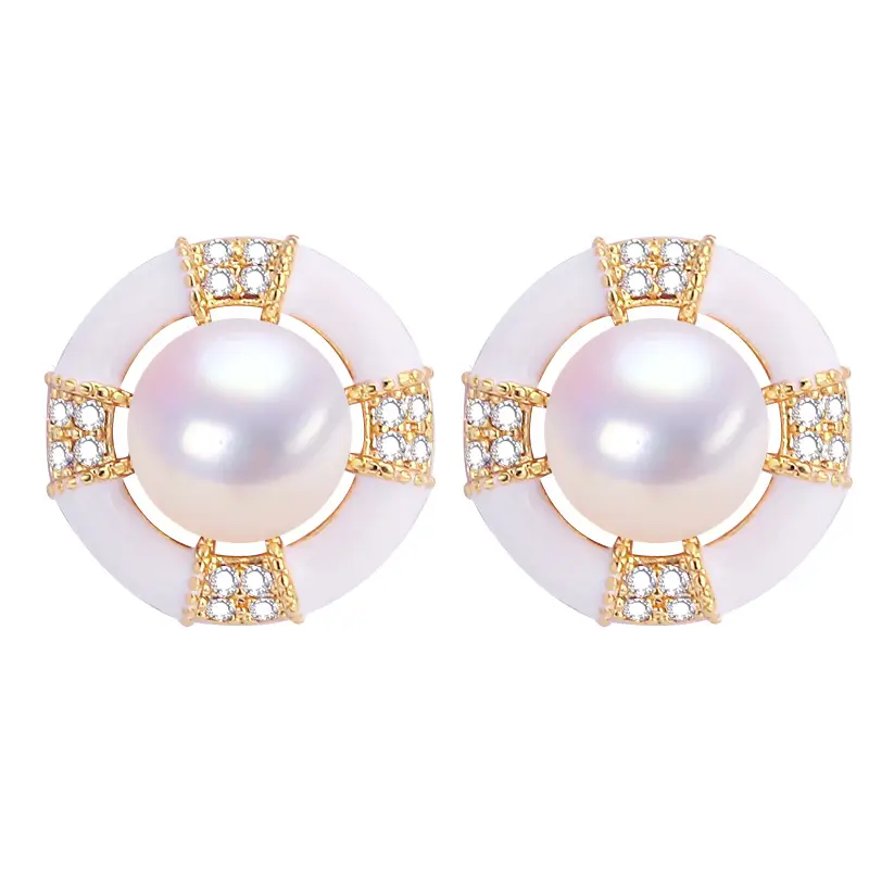Natural Pearl Earrings for Women 18K Gold Filled
