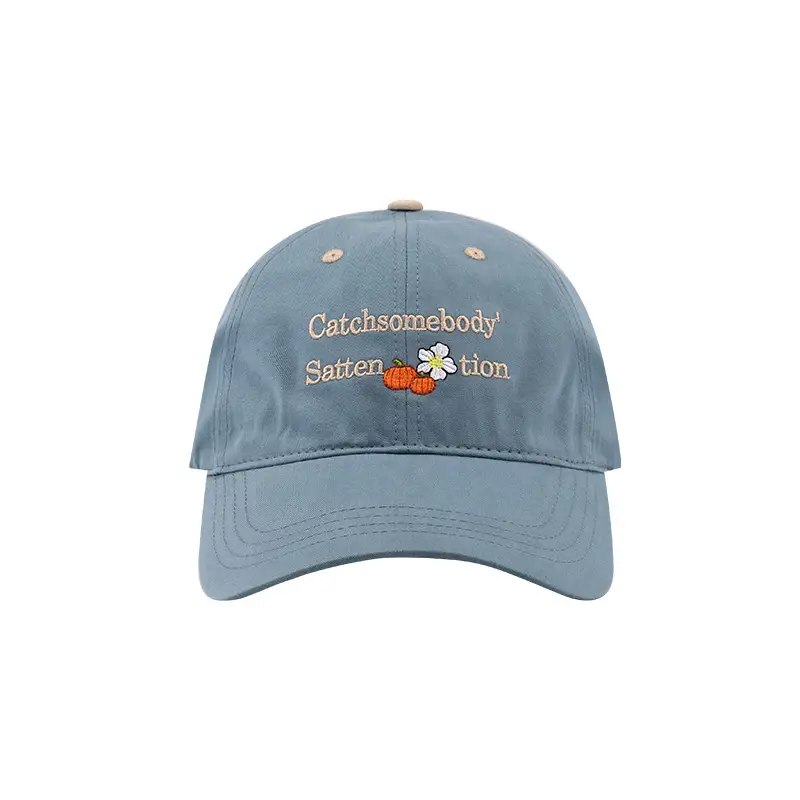 Women Blue Embroidered Peaked Cap Spring Summer - Image 7