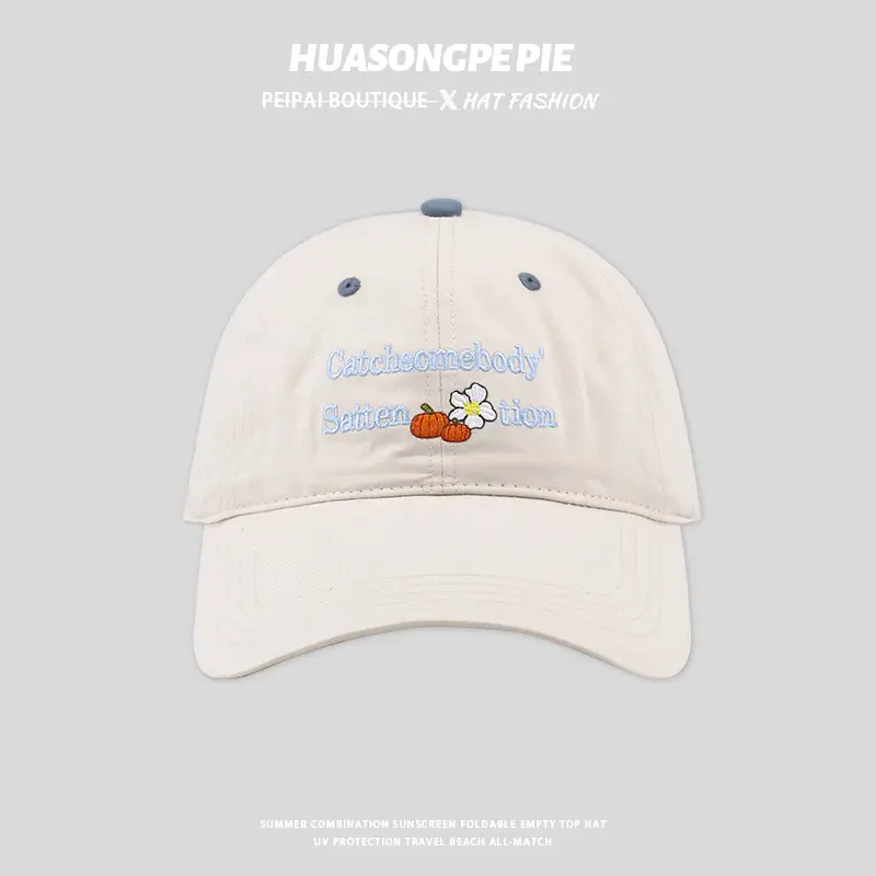 Women Blue Embroidered Peaked Cap Spring Summer — feature 6