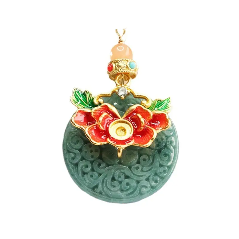 Jade Necklace Blue Floral Safety Buckle Pendant - Image 6