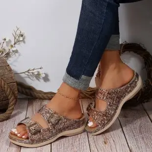Women Plaid Hollow Metal Sandals Summer 2024 — feature 10