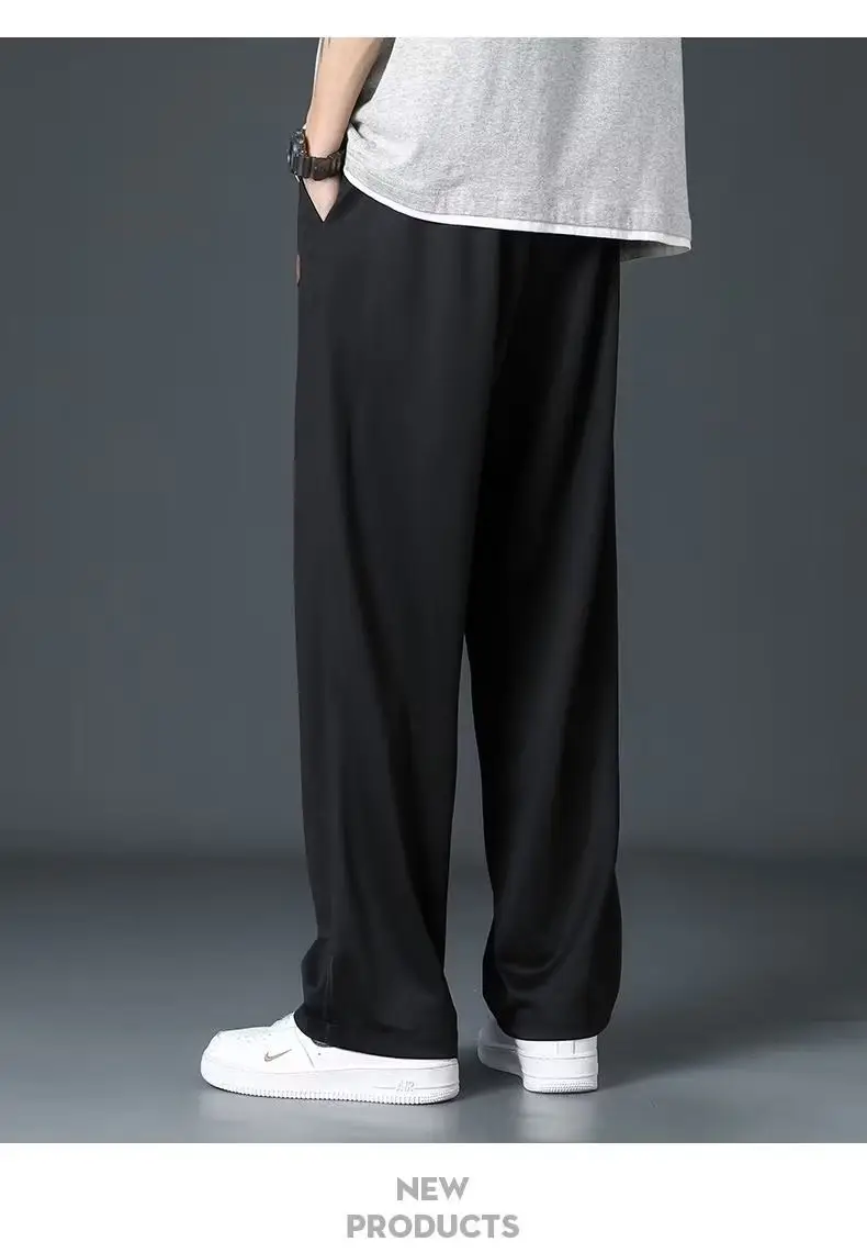 Men Grey Loose Fit Casual Pants Mid Waist Spring Fall — feature 12