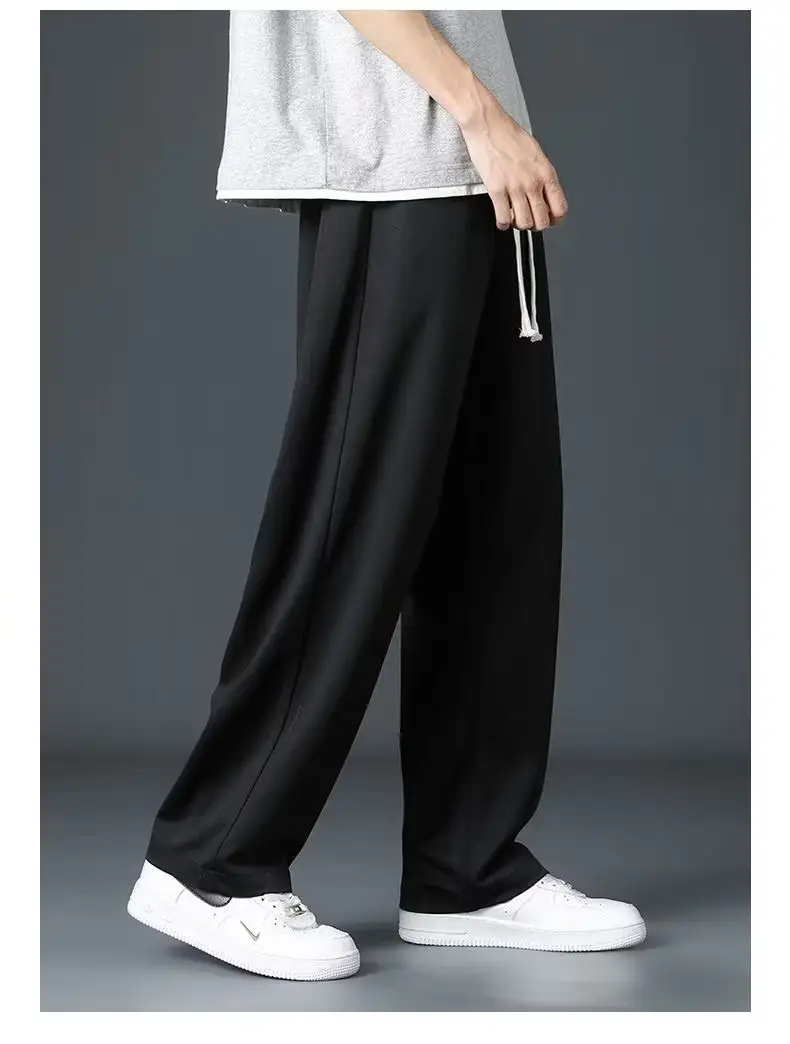 Men Grey Loose Fit Casual Pants Mid Waist Spring Fall — feature 13