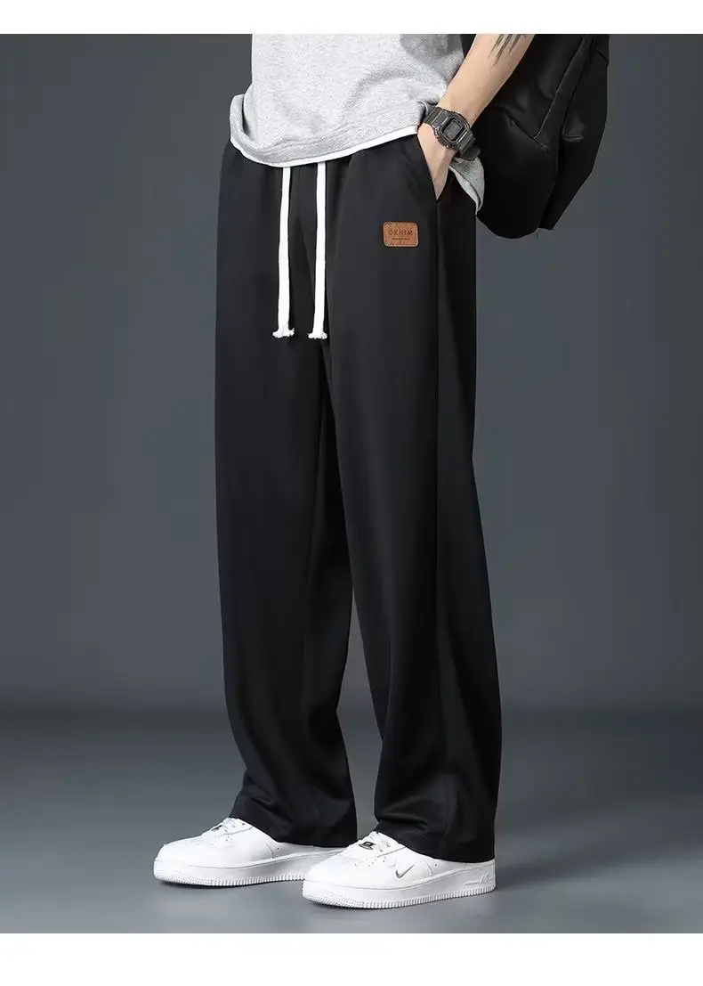 Men Grey Loose Fit Casual Pants Mid Waist Spring Fall — feature 14