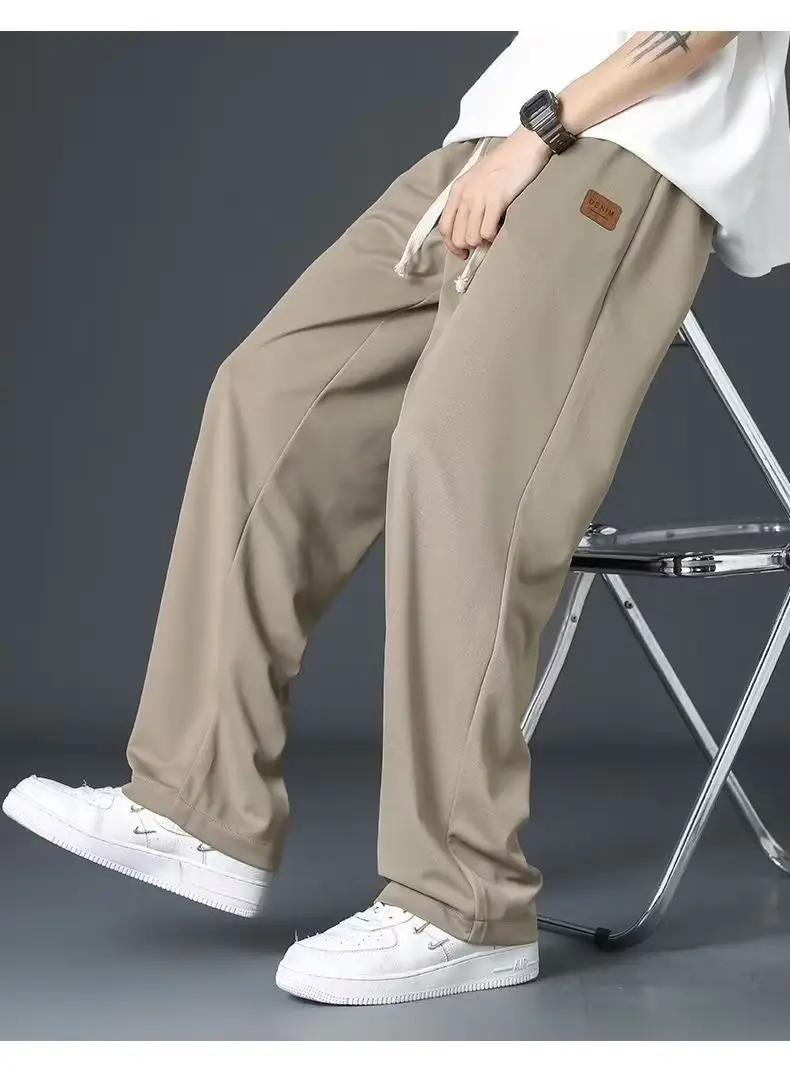 Men Grey Loose Fit Casual Pants Mid Waist Spring Fall — feature 20