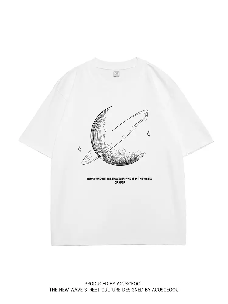 Acu Men Navy Starry Sky Line Print T-Shirt 2026